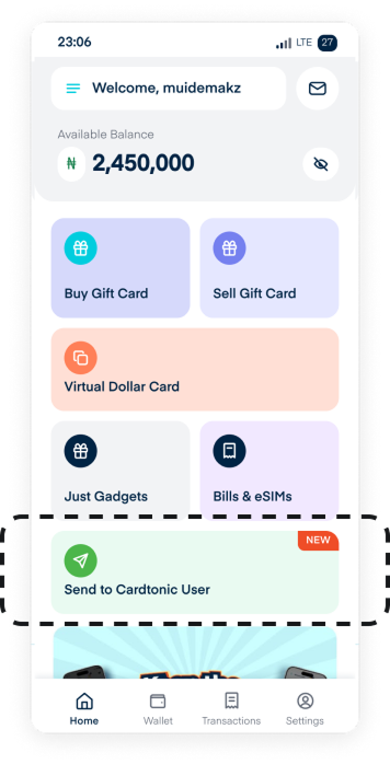 Option A, P2P as a Home service tile